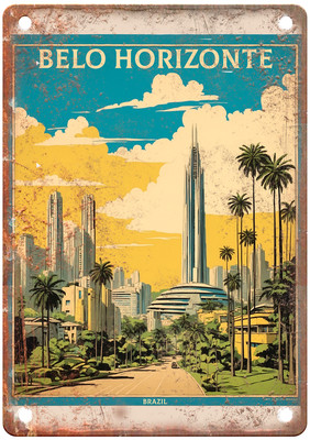 Vintage Belo Horizonte Brazil Retro Look Travel Poster Metal Sign T2795