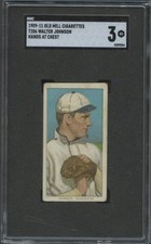 1909-11 T206 Old Mill Walter Johnson Washington Senators Hands at Chest SGC 3 VG