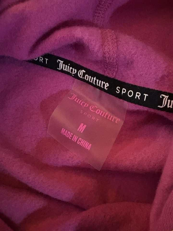 Juicy Couture Sport Mujer’s M Rosa Sudadera con Capucha Manga a Rayas de Cebra Pullover Sudadera Foto 3 de 4