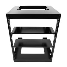 12U Wall Mount Open Frame 19in Server Network Rack with 2 Shelves Black