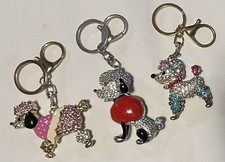 Rhinestone & Enamel Poodle key rings- set of 3