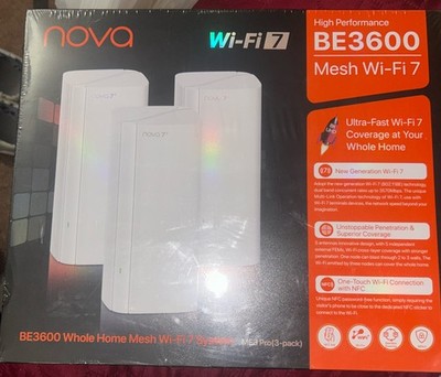 Tenda Nova BE3600 Mesh Wi-Fi 7 System ME3 Pro 3-Pack 6600 sq ft 3570Mbps NEW