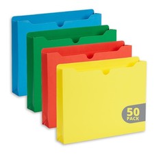 2 Inch Expanding File Jacket Folders, 50 Pack, Colored Expandable File Folder...
