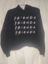 Women’s Friends TV Show Crop Sweat Shirt Hoodie Size Small Black Pullover