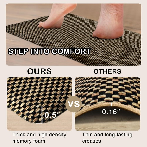 Kitchen Mats for Floor Cushioned Anti-Fatigue Kitchen Floor Mat Non Slip Kitc... - Foto 4 di 8