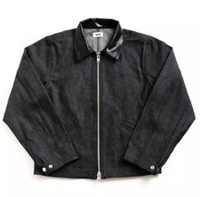 geeks LEATHER COLLER DENIM JACKET