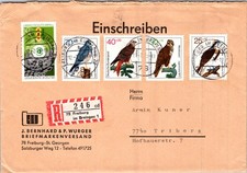 GERMANY 1973 POSTAL REG COVER SEMI POSTAL STAMP SET ADDR TRIBERG CANC FREIBURG