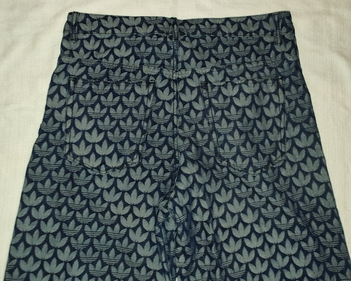 SICK Adidas Men's Monogram All Over Trefoil Print Jeans Pants