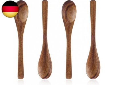 Gosknor 4 Stück Kleine Holzlöffel, 16cm Holz-Teelöffel-Set für Honig Zucker Kaf
