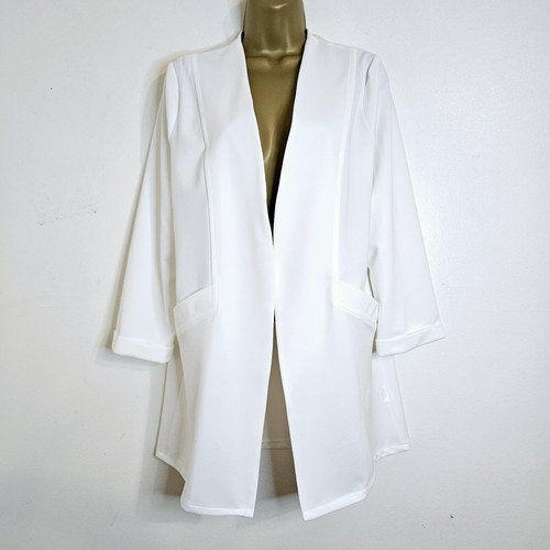 NEU Ex Wallis 10-22 weiß creme Longline Smart Anlass Blazer Jacke - Bild 1 von 6