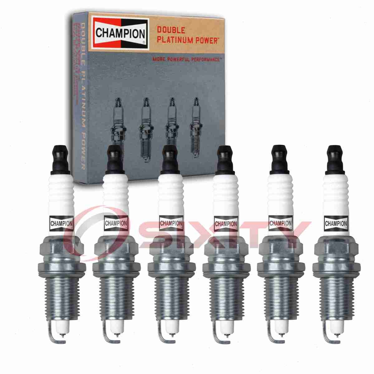 6 pc Champion Double Platinum Spark Plugs for 1992-1994 Audi 100 2.8L V6 xq