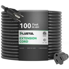 New PLUGTUL Extension Cord 100FT 16/3 Gauge Outdoor Waterproof, 13A 1625W SJTW