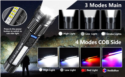 Rechargeable LED Flashlights, 90,000 Lumens Super Bright Handheld FlashLight-NEW