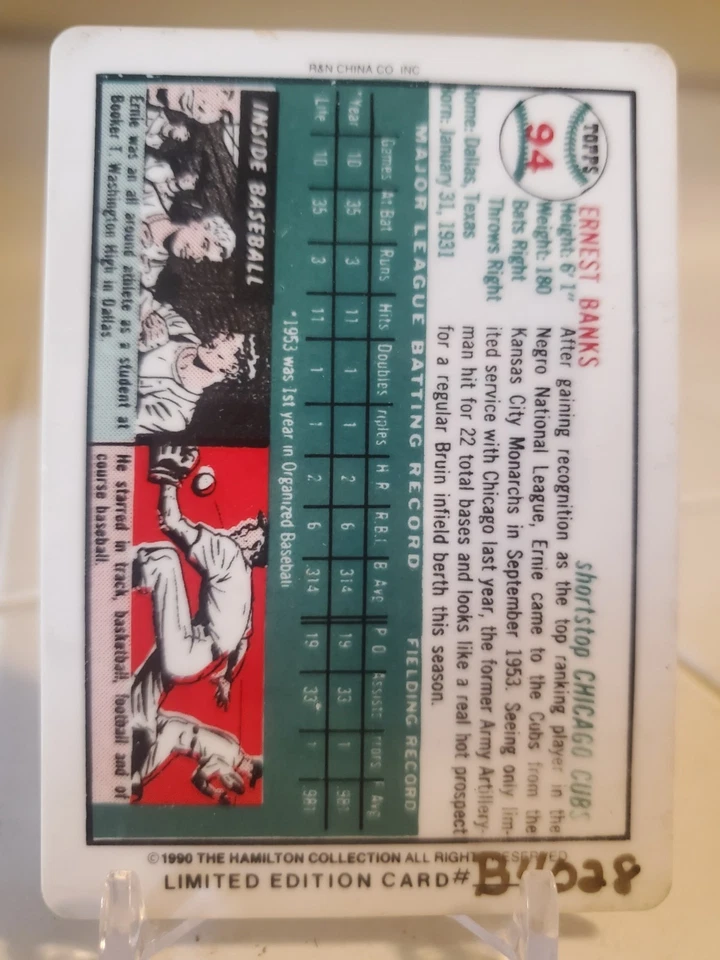1954 Topps бейсбол 1990 Hamilton коллекции #94 ERNIE BANKS фарфора карта кубики - Изображение 2 из 2