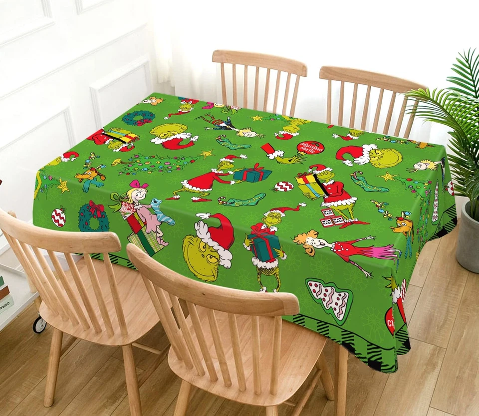 Green Christmas Tablecloth Buffalo Plaid Check Xmas Winter Holiday Party Deco... - Image 2 of 4