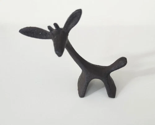 Cast Iron GIRAFFE Figurine Paperweight Ring Holder Modernist MCM Brutalist 4"