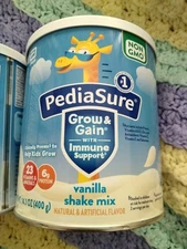 (2) 14.1 oz PediaSure Grow & Gain Shake Mix Powder, Vanilla Canisters Exp 6/2026
