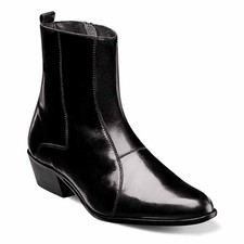 Stacy Adams Santos Black Kidskin Leather Side Zipper Dress Boot USA Men Size 