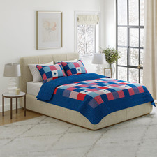 Bedford Home 3-Piece Caroline Patriotic Quilt Set - Americana Stars And Plaid