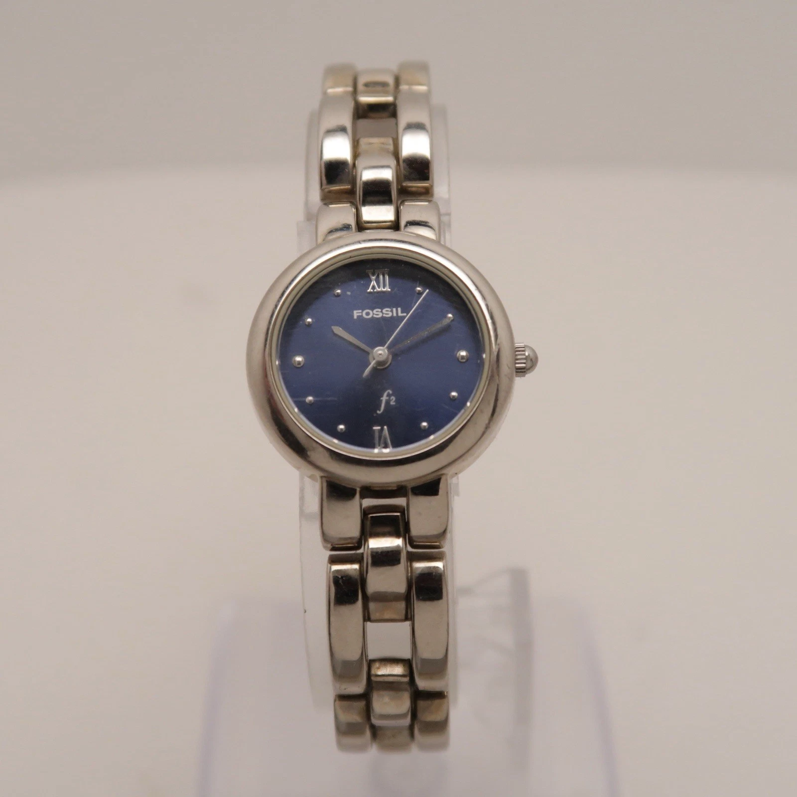 FOSSIL F2 ES-8860 Silver Tone Analog Quartz Women Vintage Watch W404 *WORKING