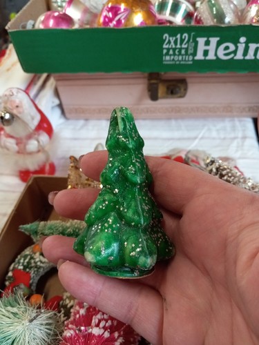 Box Antique Bottle Brush Trees Wreaths Christmas Decorations Japan Old 5" - Picture 21 of 24