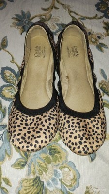 Size 9 Croft and Barrow Animal Print Ballet Flats Comfort Shoes Slip On