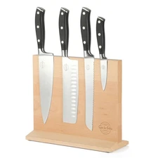 5 Piece Kitchen Knife Set With Magnetic Block German Steel Knives Black