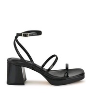 Nine West Flame Dress Platform Sandals Block Heels Black Size 6.5M New