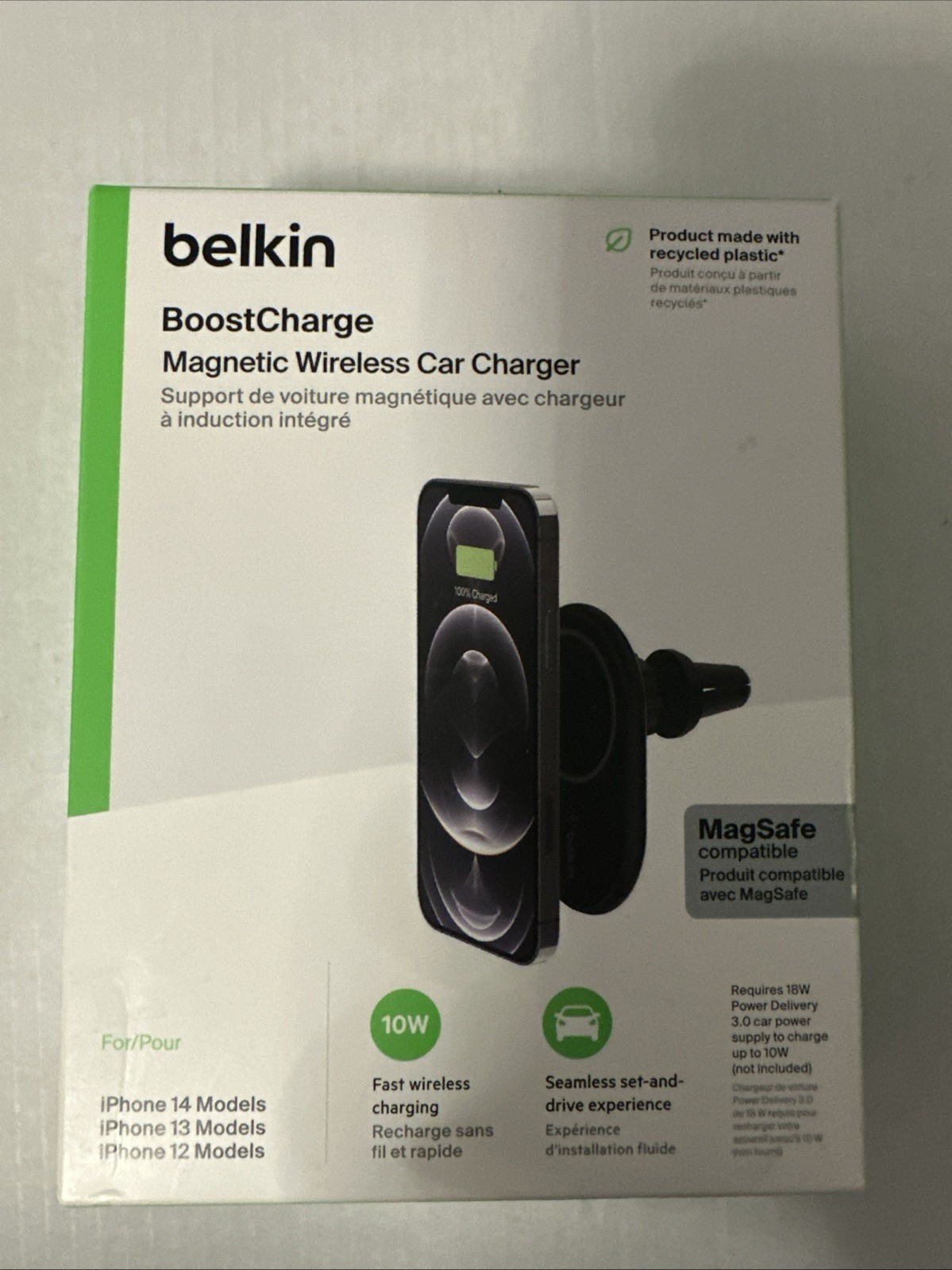 Belkin Magnetic Car charger Magsafe Black Fast Wireless Charging 🚙🎁🎄