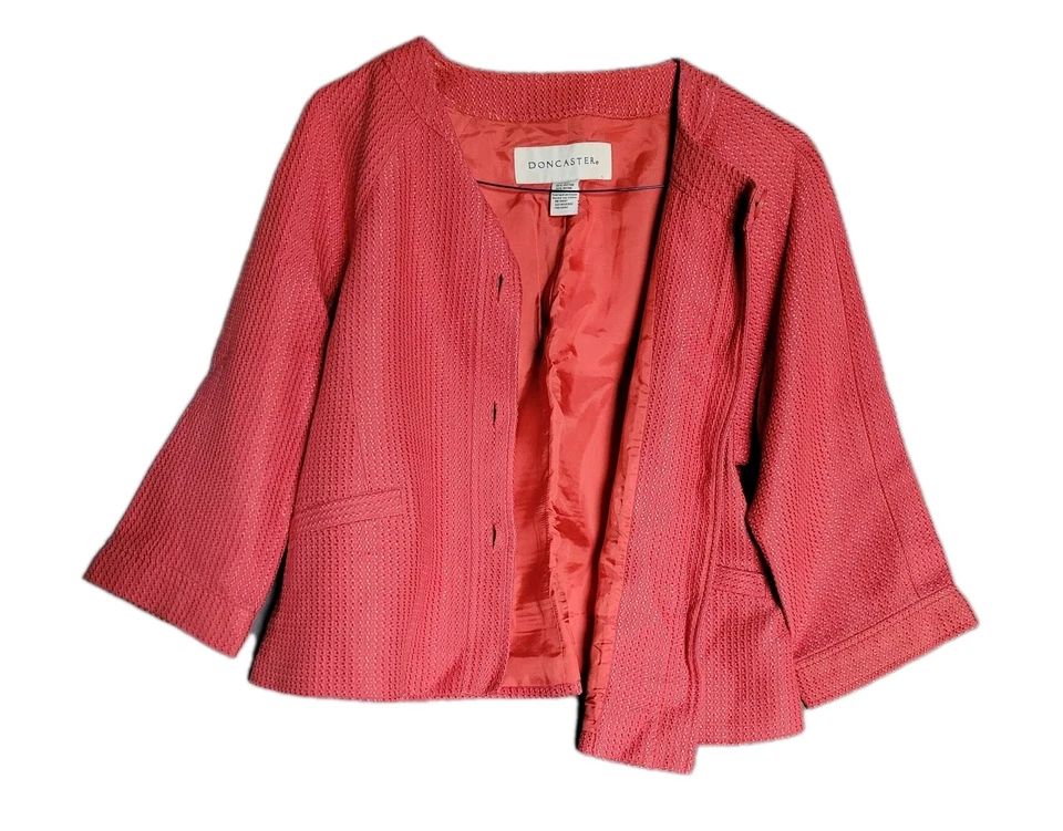 Chaqueta Blazer Mujer Doncaster Grande 12 Rosa Vestido Seda Abotonada Look Retro Foto 2 de 4