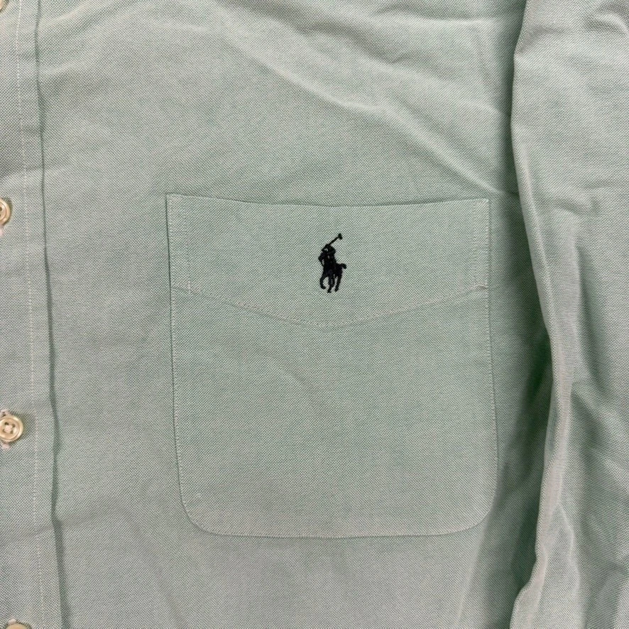 Camisa polo masculina Ralph Lauren grande XL verde Oxford botão para baixo logotipo pônei - Imagem 2 de 4