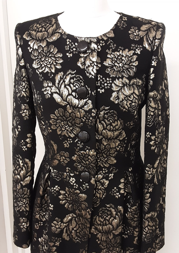 Hobbs London Black & Gold Floral Pattern Formal Occasion Jacket Size 10 - Picture 2 of 12