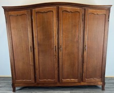 Wardrobe Vintage French Louis XVI Style Oak Four Door Carved Armoire LOT 4149