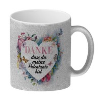 Danke Patentante Glitzer-Kaffeebecher Herz Danksagung