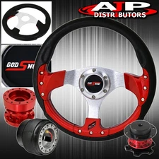 For 86-98 Rx7 Red Fusion Style Steering Wheel + Hub Extender + Quick Release