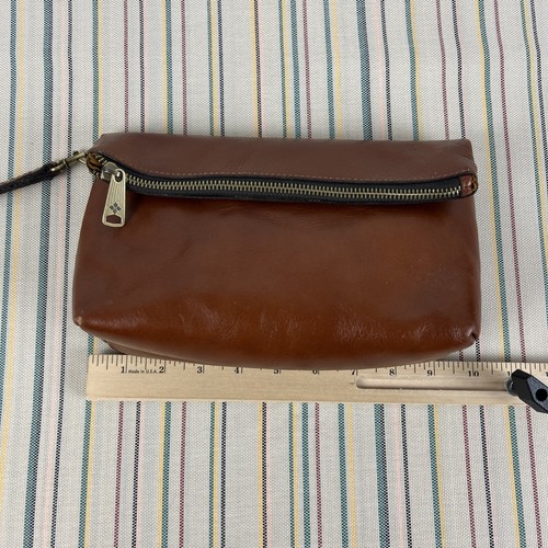 Patricia Nash Leder Handtasche Clutch braun umklappbar magnetisch Kunstlederfutter - Bild 3 von 12