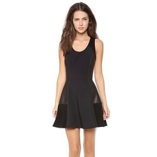 RAG & BONE Leather Montrose Fit N' Flare Little Black Dress Panel Mini Size 6