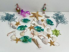 Beach, Sea Christmas Ornament Lot Of 36 Starfish, Seashells, Fish, Flamingo