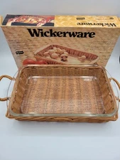 Wickerware Jeannette Glasbake Ovenware 2qt 80oz Utility Dish Vintage 263WF