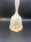 Fenton Hand Painted Pink Flowers On Milk Satin Bell Signed/ Fenton Tag LIMITED