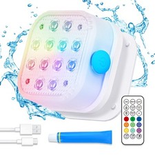 Bright Rechargeable Submersible LED Pool Light with Remote Color Change 80 Ch...