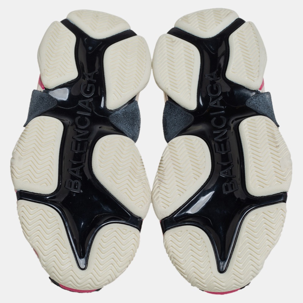 BALENCIAGA Triple S スニーカー 38 Balenciaga White/Pink Leather And Mesh Triple S Platform