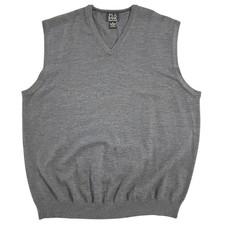 Jos A BANK Signature Collection Mens XL VNeck Merino Wool Vest Charcoal Gray