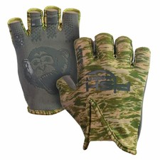 Fish Monkey FM18- Stubby Glove for Fishing Green Water Camo Small