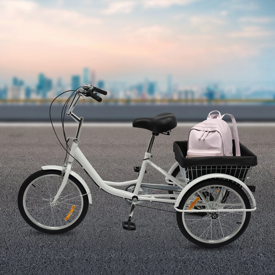 Triciclo adulto 20 pulgadas 3 ruedas 8 velocidades bicicleta triciclo crucero con cesta y lámpara! - Imagen 2 de 4