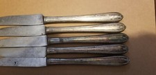 5 ANTIQUE COLLECTIBLE KNIVES, 8.5" HEIRLOOM SILVER PLATE - HOLLOW HANDLE