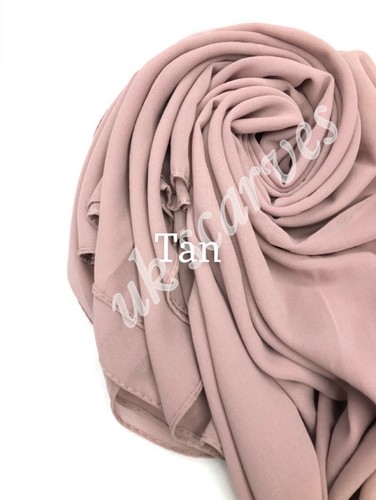 New DUBAI made Premium Plain Chiffon Maxi Hijab Scarf Shawl Head Wrap Sarong - Picture 25 of 102