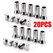 20x Silver Chrome Valve Stem Caps Covers Long Sleeve Chromies Carbicycle Tr414