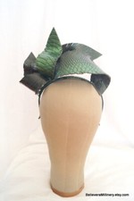 Green Leather Headband Crown Fascinator Melbourne Cup Race Wear Wedding Guest