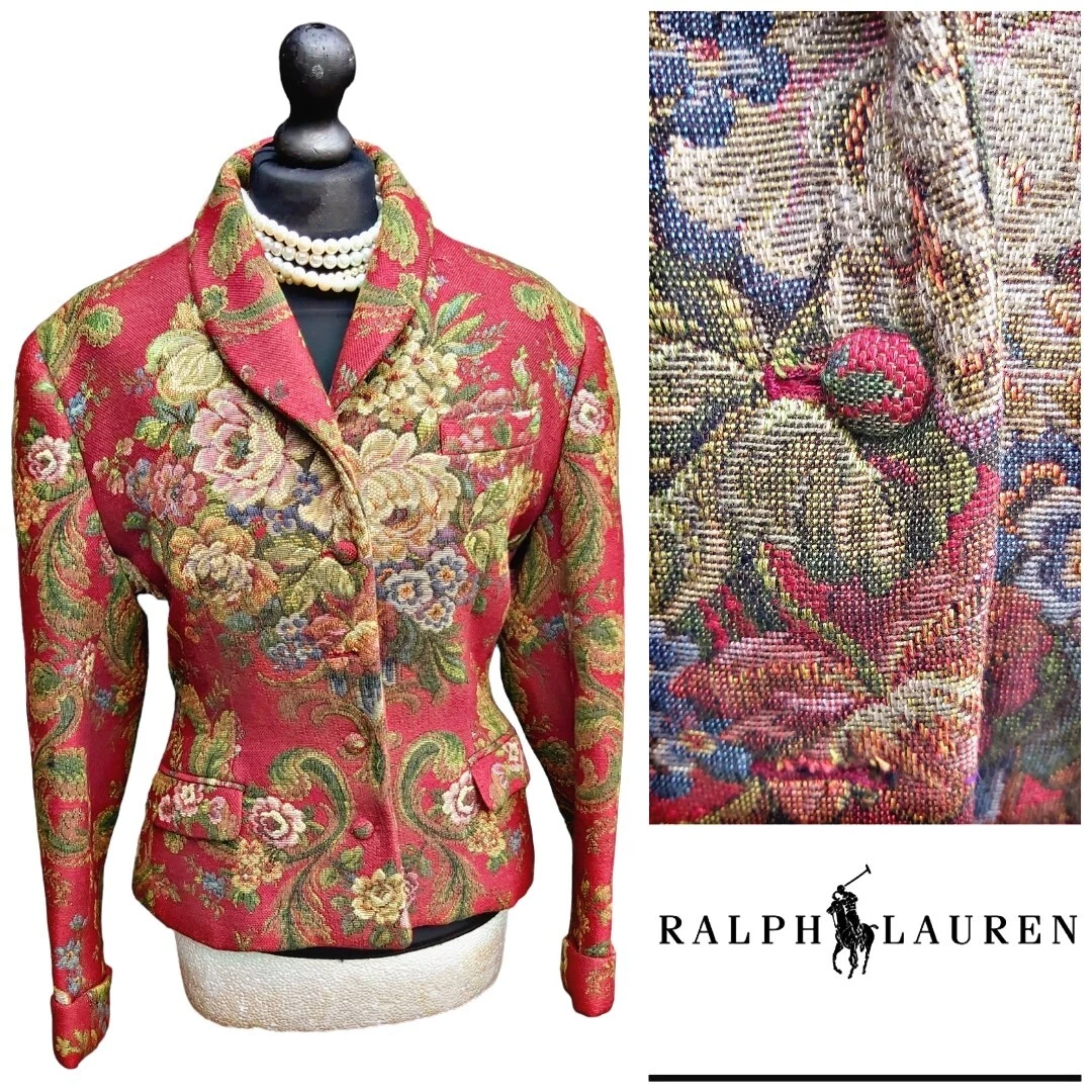 Ladies Ralph Lauren Tapestry Tweed Wool Jacket Blazer UK 10